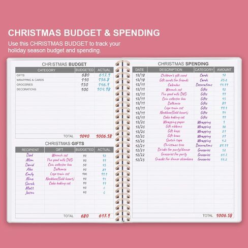 مخطط الميزانية - كتاب الميزانية الشهرية مع دفتر تعقب النفقات، منظم فاتورة غير مؤرخ لمدة 12 شهرًا ومخطط مالي لإدارة أموالك، دفتر حساب مع علامات تبويب ملونة، 5.8 بوصة × 8.5 بوصة، ألوان مائية وردية in Kuwait