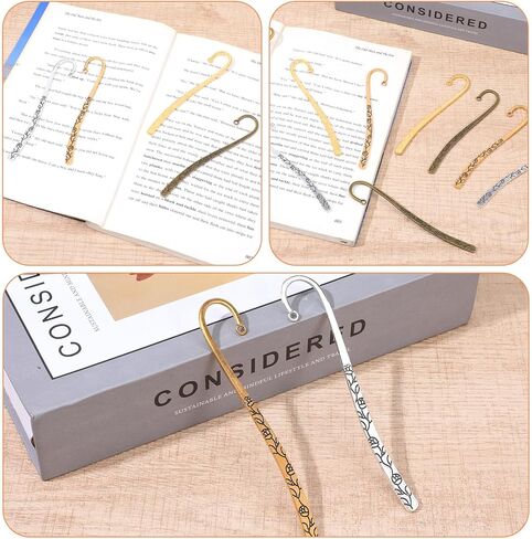 40 حزمة من الإشارات المرجعية المعدنية، خطاف معدني على شكل دبوس شعر منحوت عتيق مع علامات كتاب حلقية إشارات مرجعية منقوشة، سحر صناعة المجوهرات in Kuwait