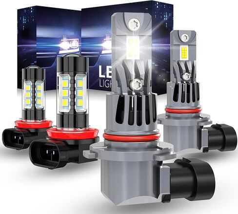 مصابيح كهربائية متوافقة مع دودج تشالنجر 2015-2023، شعاع عالي منخفض، مصابيح الضباب، 6500 كلفن أبيض بارد، التوصيل والتشغيل، 5000 لومن، 4 قطع in Kuwait