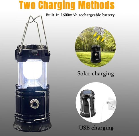 Collapsible Portable LED Camping Lantern XTAUTO Lightweight Waterproof Solar USB Rechargeable LED Flashlight Survival Kits for Indoor Outdoor Home Emergency Light Power Outages Hiking Hurricane 4-Pack in Kuwait