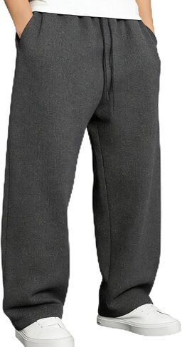 بنطال رياضي فضفاض كاجوال للرجال برباط مطاطي وخصر واسع وساق واسعة مع جيوب in Kuwait