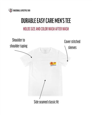 Baseball Lifestyle 101 Taco Tee for Men - White, Soft 60/40 Blend, Breathable, Side-Seamed T-Shirt, Adult Sizes S-XL in Kuwait