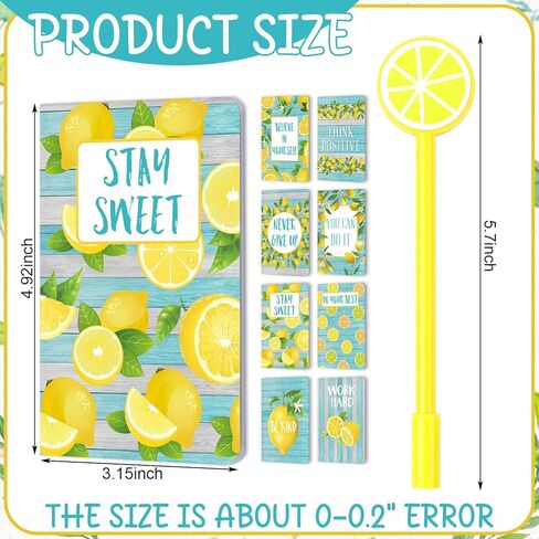 MotiMind 16 Set Mini Notebooks Lemon Pocket Notepads with Lemon Shaped Pen Lemon Bulk Journal Planner for Back to School Graduation Party School Supplies Office Student Kids Adult Party Gifts in Saudi Arabia