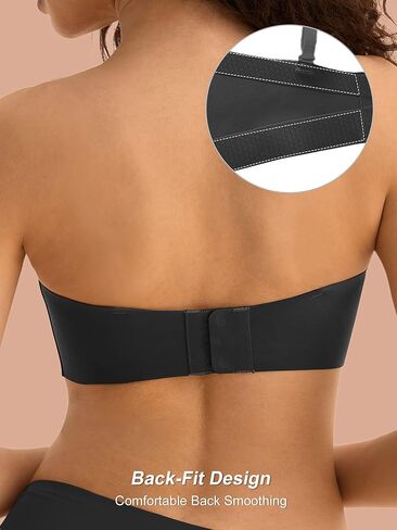 Wireless Strapless Bras for Women, 2XL, Seamless Bandeau Bralette with Light Padding, Anti-Slip Tube Top Bra Black in Kuwait