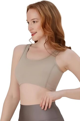 Sports Bras for Women - Juniors Comfortable Unlined Nylon Yoga Bra - Lightweight Cozy Wireless Women Tops for Activewear in Kuwait