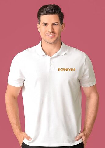 ALLNTRENDS Popeyes Men's Polo T Shirt Embroidered Food Shirt (M, Black) in Saudi Arabia