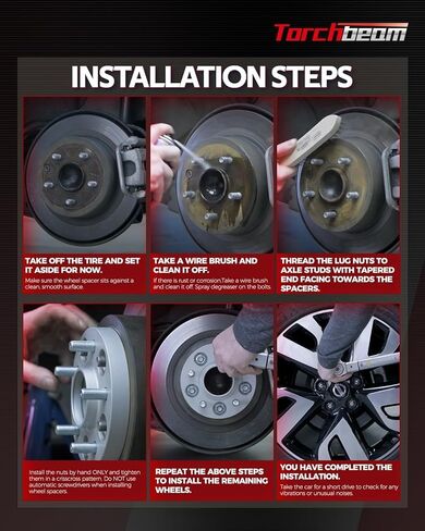 Torchbeam 5x4.5 to 6x5.5 Wheel Adapters 2 inch, M12x1.5 Thread Pitch, 74mm Hub Bore - for CR-V, Civic, Accord, Tucson, H-R-V, MDX, Odysey, Fit, RDX, TLX, TL, Element, TSX, Change Bolt Partern, 4pcs in Kuwait
