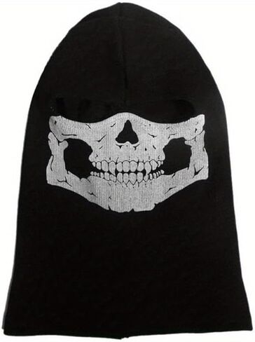 Balaclavas Headwear Black Ghost Head Bone Full Face Mask - Windproof Motorcycle Riding Gear, Slim Edition for Unique Unique in Saudi Arabia