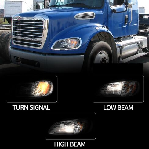 aostirmotor Headlights Assembly Fit for 2004-2013 Freightliner M2 106 M2 112, Black Housing Halogen Headlamp pair (Driver and Passenge Side) in Kuwait