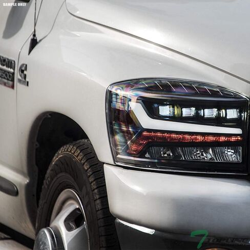 7422438358363 Compatible With 2006-2008 Dodge Ram 1500/2006-2009 2500 3500 Black Housing Full LED Sequential Quad Projector Headlights With Amber Reflector in Kuwait