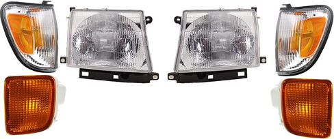 Garage-Pro Headlights Assembly Pair For Toyota Tacoma 1998-2000 Halogen With Bulbs, Corner Turn Signal Light, 4WD & RWD, Built To Sept 2000, Replaces# 8111004090 in Saudi Arabia