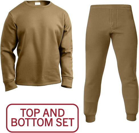 Rothco ECWCS Poly Crew Neck Top & Bottom Set, Coyote Brown, L in Saudi Arabia