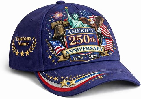 قبعة LOVELYPOD مخصصة لمدة 250 عامًا من الحرية، قبعة الذكرى السنوية الـ 250 للولايات المتحدة الأمريكية، قبعات وطنية للرجال، قبعة الذكرى السنوية in Kuwait