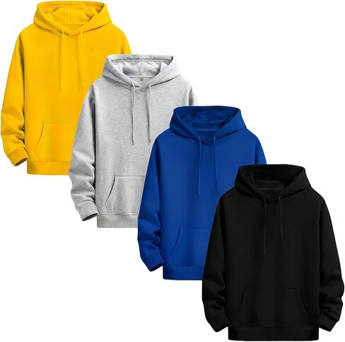 4 Pack Men's Lightweight Hooded Pullover Hoodies Long Sleeve Everyday Casual Basic Sweatshirts with Pocket 2026 in Saudi Arabia