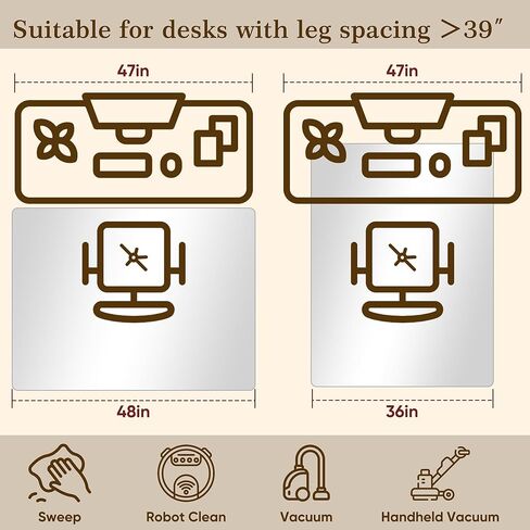 بساط كرسي زجاجي مقاس 91.44 سم × 112.7 سم للأرضيات الصلبة، بساط كرسي مكتب من الزجاج المقسى وواقي أرضيات شفاف شديد التحمل مع وسادات مضادة للانزلاق، بساط كرسي مكتب لكرسي الكمبيوتر المنزلي والمكتب، دوار سلس in Kuwait