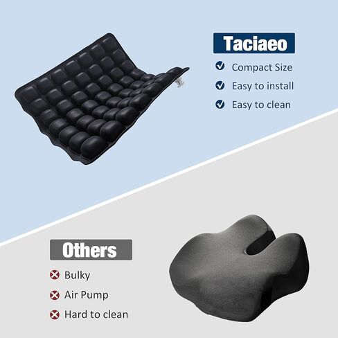 Inflatable Seat Cushion for Airplane Travel Portable Air Seat Cushion Pressure Relief with 49 Airbags TPU 15X15 Inches Black 1PSC in Saudi Arabia