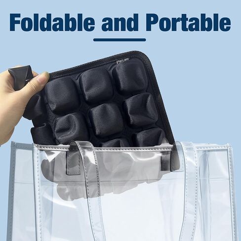 Inflatable Seat Cushion for Airplane Travel Portable Air Seat Cushion Pressure Relief with 49 Airbags TPU 15X15 Inches Black 1PSC in Saudi Arabia