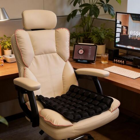 Inflatable Seat Cushion for Airplane Travel Portable Air Seat Cushion Pressure Relief with 49 Airbags TPU 15X15 Inches Black 1PSC in Saudi Arabia