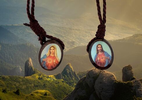 Catholic Brown Scapular with Sacred Heart of Jesus and Immaculate Heart of Mary Wooden Tags | Devotional Necklace | Great Catholic Gift in Saudi Arabia
