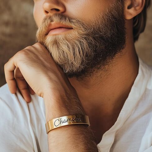 سوار نقش Champion - مجوهرات رجالية من الذهب عيار 14 قيراط - سوار مخصص مخصص in Kuwait