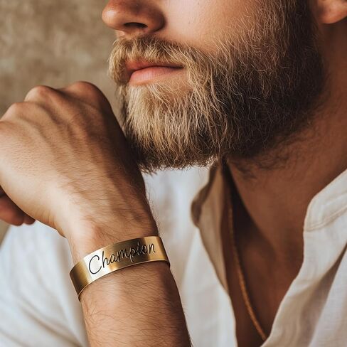 سوار نقش Champion - مجوهرات رجالية من الذهب عيار 14 قيراط - سوار مخصص مخصص in Kuwait