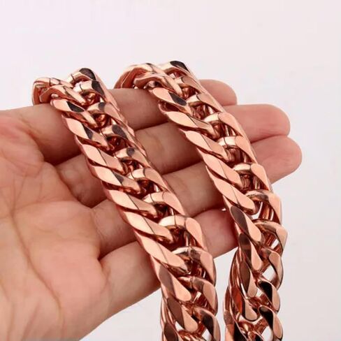 Heavy 13/16mm 316L Stainless Steel Solid Cuban Chain Curb Mens Necklace Bracelet-16mm-18inch or 45cm-Rose Gold in Saudi Arabia