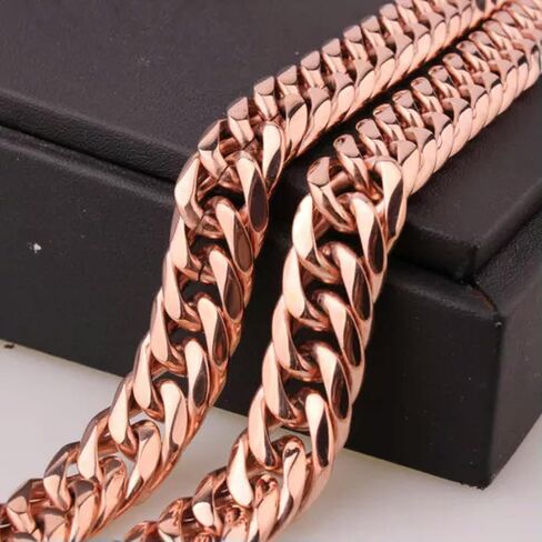 Heavy 13/16mm 316L Stainless Steel Solid Cuban Chain Curb Mens Necklace Bracelet-16mm-18inch or 45cm-Rose Gold in Saudi Arabia