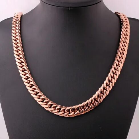 Heavy 13/16mm 316L Stainless Steel Solid Cuban Chain Curb Mens Necklace Bracelet-16mm-18inch or 45cm-Rose Gold in Saudi Arabia