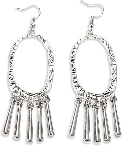 Boho Silver Dangle Earrings – Turquoise & Green Bead Accents in Ribbon-Wrapped Gift Box, Perfect for Mom, Wife, Women in Saudi Arabia