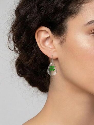 Real Flower Earrings for Women, Christmas Jewelry Gifts, Handmade with Delicate Pressed Flowers, Meaningful and Elegant Present for Her, Boho Nature-Inspired Earrings in Saudi Arabia
