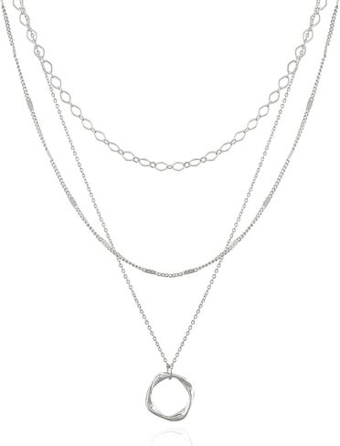 Gold Silver Layered Necklaces for Women Trendy, Dainty 925 Sterling Silver Chain Necklace Stack for Women Layering Circle Pendant Choker Necklaces Set Non Tarnish Jewelry Gifts for Teens in Kuwait