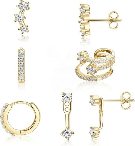 7 pieces of 14K Gold Plated Stud Earrings Set.Earrings for Women for Ear Stacking. Hypoallergenic Cartilage Earrings for Women. Multi-Piercing Jewelry Kit. Fashion Earring Set for .(golden) in Saudi Arabia
