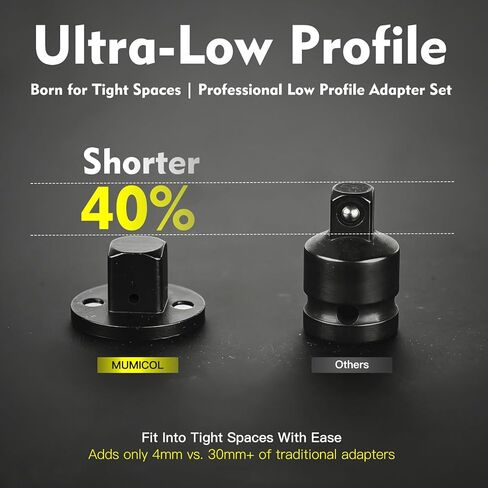 4PCS Low Profile Impact Socket Adapter Set, 3/8" to 1/2", 1/4" to 3/8", 3/4" to 1", 1/2" to 3/4" Socket Adapter Set, Designed for Tight Spaces, Stackable, Automotive, DIY, Industry, CR-MO in Kuwait