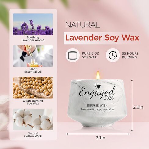 Engagement Gifts - Gift for Newly Engaged Couples, Bachelorette Bridal Shower Gift for Bride, Engagement Gifts for Her, Women, Best Engaged 2026 - Lavender Scented Candles 6 Oz in Saudi Arabia