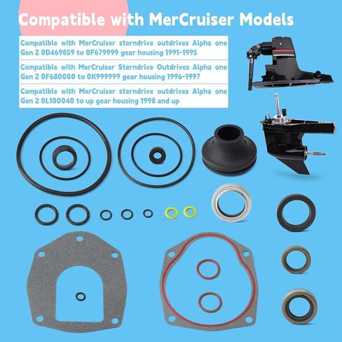 816575A3 Lower Gearcase Seal Kit with Base Compatible with Mercruiser Alpha One Gen 2 Sterndrives, Replace 26-816575A3 18-2646-1 26-816575A1 87511 in Kuwait