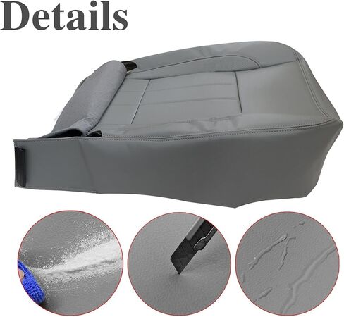 Driver Side Bottom Replacement Microfiber Leather Gray Seat Cover Compatible with Dodge Ram 1500 2500 3500 4500 2006 2007 2008 2009 in Saudi Arabia