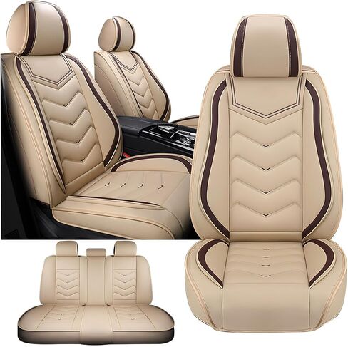 مناسب لسيارة Toyota RAV4 2000-2026، غطاء مقعد رياضي مقاوم للماء والتآكل، أغطية مقاعد السيارة من جلد نابا الفاخر. (قياسي 5 مقاعد/أسود نقي) in Kuwait