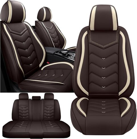 مناسب لسيارة Toyota RAV4 2000-2026، غطاء مقعد رياضي مقاوم للماء والتآكل، أغطية مقاعد السيارة من جلد نابا الفاخر. (قياسي 5 مقاعد/أسود نقي) in Kuwait