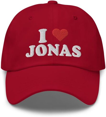 قبعة I Love Jonas المطرزة ذات التصميم المنحني، قبعة مريحة ذات تاج منخفض قابلة للتعديل in Saudi Arabia