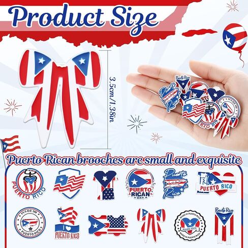 24 Pcs Puerto Rico Pins Souvenirs Gift Bulk Pavas De Puerto Rico Flag Coqu Lapel Brooches Patriotic Accessories Decor for Parade Party Favors Supplies in Saudi Arabia