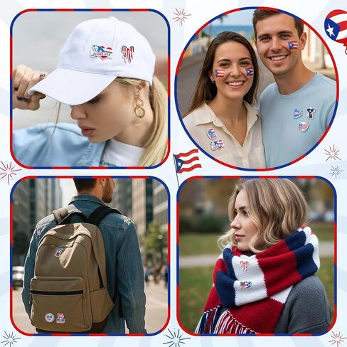 24 Pcs Puerto Rico Pins Souvenirs Gift Bulk Pavas De Puerto Rico Flag Coqu Lapel Brooches Patriotic Accessories Decor for Parade Party Favors Supplies in Saudi Arabia
