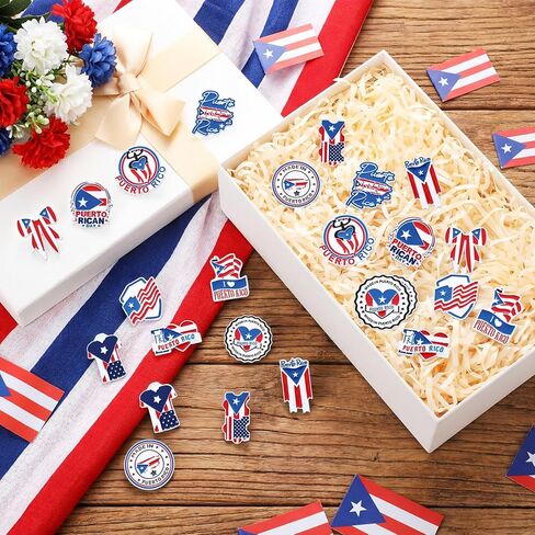 24 Pcs Puerto Rico Pins Souvenirs Gift Bulk Pavas De Puerto Rico Flag Coqu Lapel Brooches Patriotic Accessories Decor for Parade Party Favors Supplies in Saudi Arabia