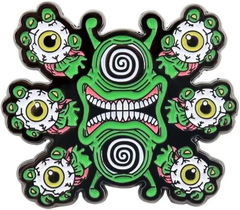 Creepy Green Eye Flower Enamel Pin - Gothic Horror & Surreal Art Brooch for Backpacks, Jackets, Hats, and Bags - Gift for Dark Art, Horror, and Weirdcore Fans in Kuwait