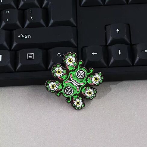 Creepy Green Eye Flower Enamel Pin - Gothic Horror & Surreal Art Brooch for Backpacks, Jackets, Hats, and Bags - Gift for Dark Art, Horror, and Weirdcore Fans in Kuwait