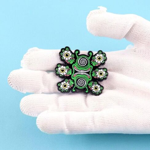 Creepy Green Eye Flower Enamel Pin - Gothic Horror & Surreal Art Brooch for Backpacks, Jackets, Hats, and Bags - Gift for Dark Art, Horror, and Weirdcore Fans in Kuwait