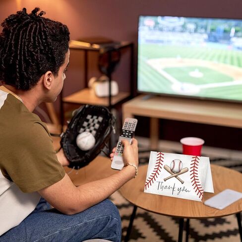 Whaline 30 قطعة من بطاقات البيسبول شكرًا لك، بطاقات المعايدة، بطاقة ملاحظة البيسبول العتيقة مع ملصق مغلف للرياضة، مستلزمات دعوة حفلات أعياد الميلاد، 4 × 6 بوصة in Kuwait