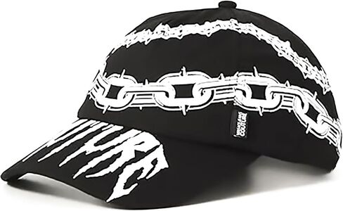 VERSACE JEANS COUTURE Black/White Chain Print Pattern Signature Baseball Cap in Saudi Arabia