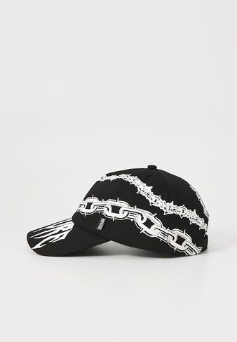VERSACE JEANS COUTURE Black/White Chain Print Pattern Signature Baseball Cap in Saudi Arabia