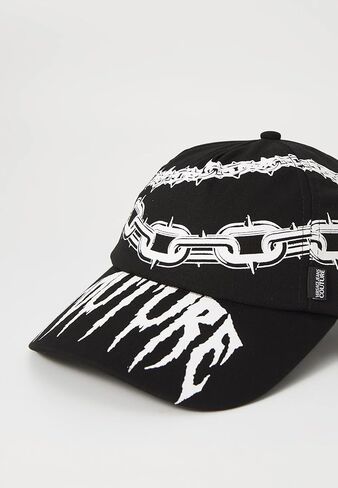 VERSACE JEANS COUTURE Black/White Chain Print Pattern Signature Baseball Cap in Saudi Arabia