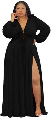 فستان نسائي أوروبي وأمريكي مثير بفتحة مجوفة مقاس كبير للنساء in Kuwait